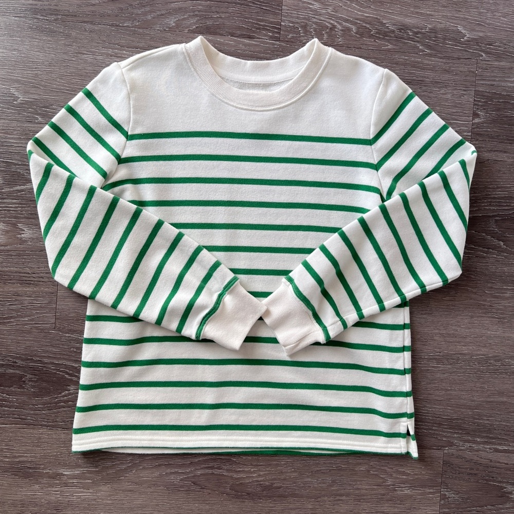 C&C California Green White Striped Long Sleeve Top Size S Casual Basic - Picture 2 of 9
